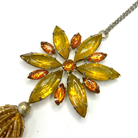 Jewelry Christmas Tree Ornament Glass Star Burst with Glass Bead Tassel - Picture 6 of 8